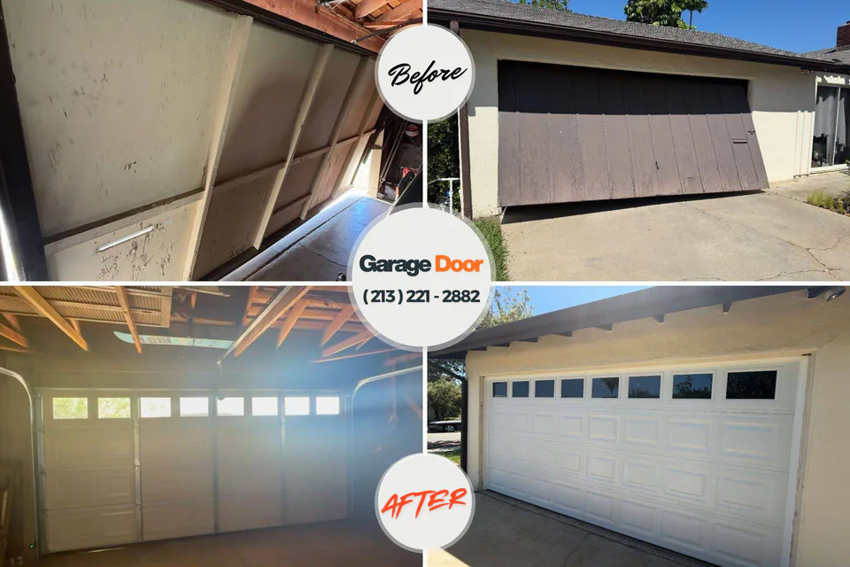 Before and after: garage door repair Evans, GA
